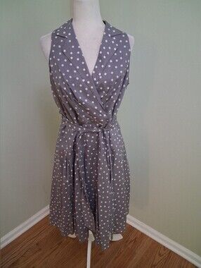 Evan Picone Cotton Sleeveless Polka Dot Dress